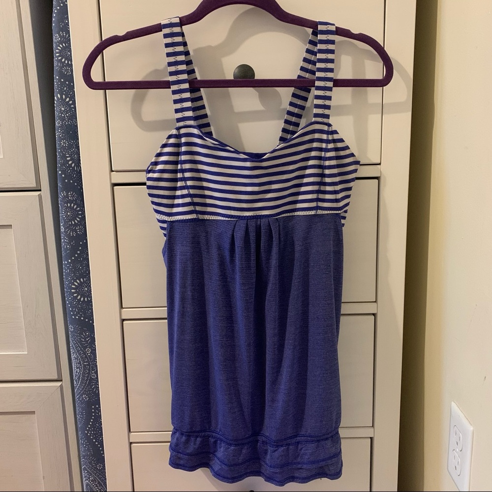 Lululemon Blue Stripped Workout Tank Top